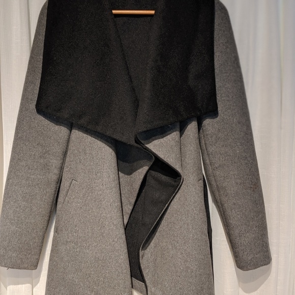 RW Co grey and black wool blend wrap coat - Picture 2 of 8